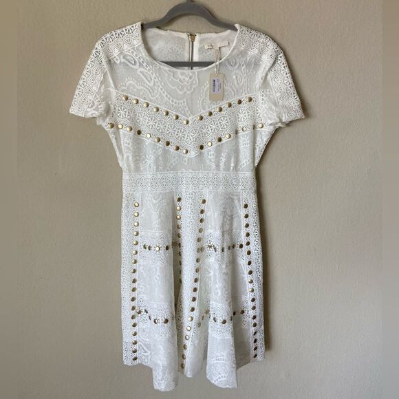 NWT Maje Robe a Clou Manc Blanc Mini White Dress Elite Show Size M - Picture 7 of 11